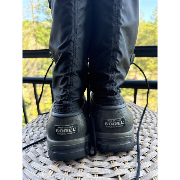 SOREL SNOWLION Black Nylon Rubber Insulated Snow BOOTS NL1082-010 Womens 9 Lined - Picture 7 of 16